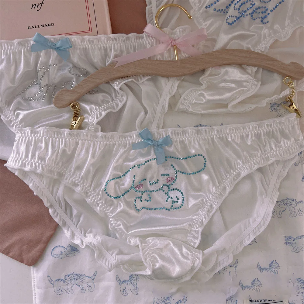 Nova sanrio cinnamoroll roupa interior dos desenhos animados diamante traceless cintura baixa kawaii sexy confortável respirável briefs moda tanga