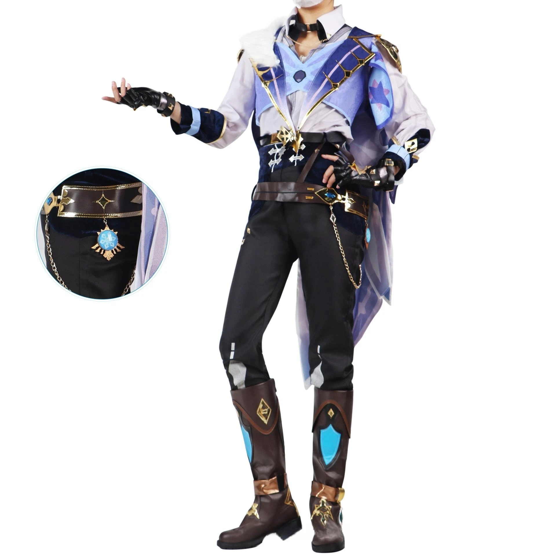 Kaeya Cosplay Genshin Impact Costume Cosplay uniforme parrucca maschera per gli occhi Kaeya Anime Show Costume da festa di Halloween completo