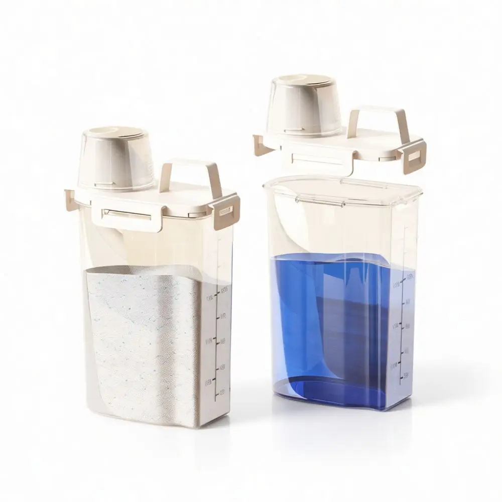Large Capacity Laundry Powder Storage Container Durable Plastic Organizer For Detergent Soap Beads Bathroom Utility Jar