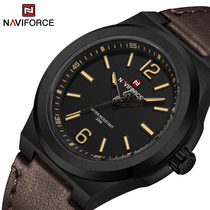 Top Brand NAVIFORCE Fashion Watches For Men Sport Water Resistant PU Strap Quartz Business Wristwatch Relogio Masculino 2024 New