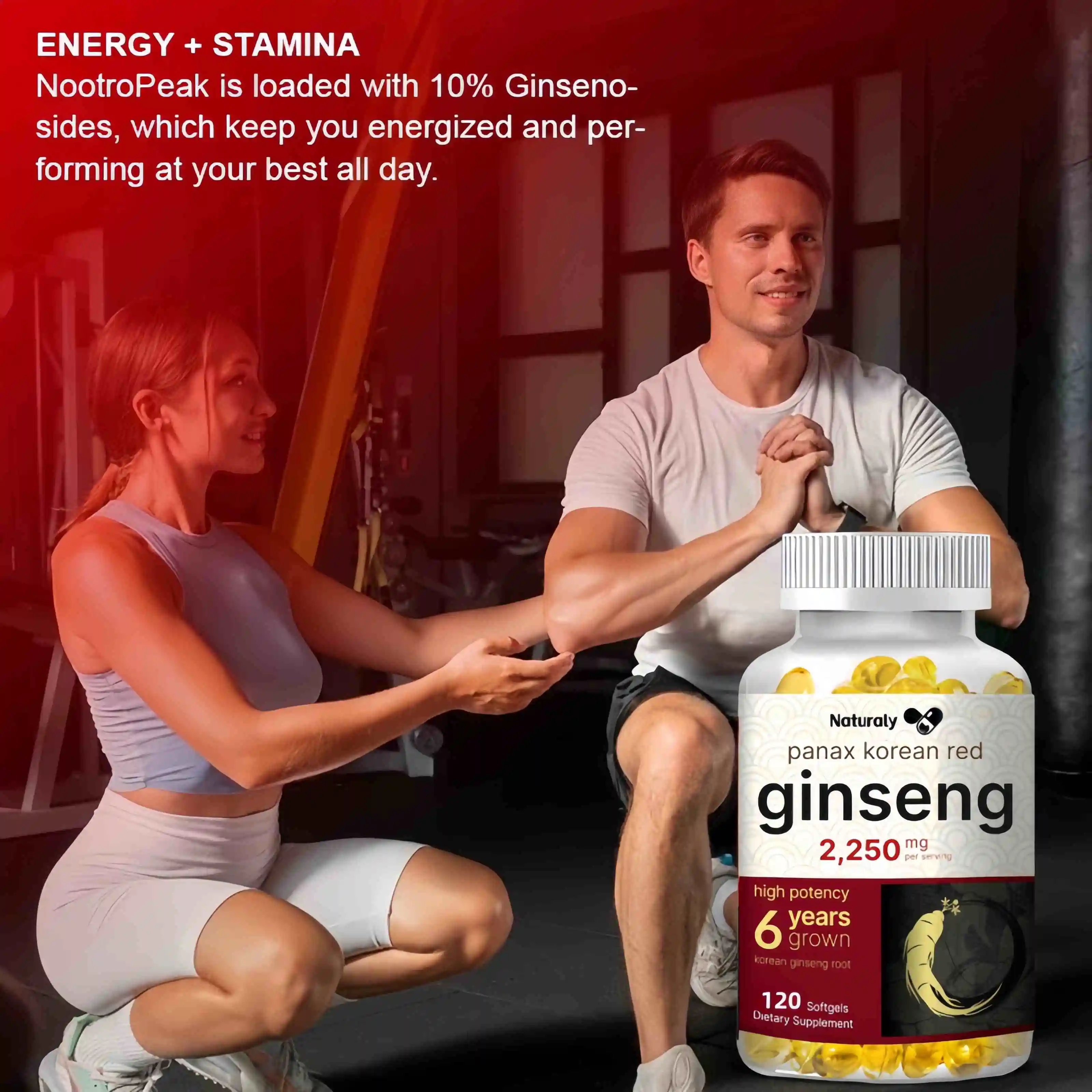 Natural Ginseng Supplement - Improves Vitality, Improves Energy Levels, Improves Exercise Endurance for Adult Men and Women