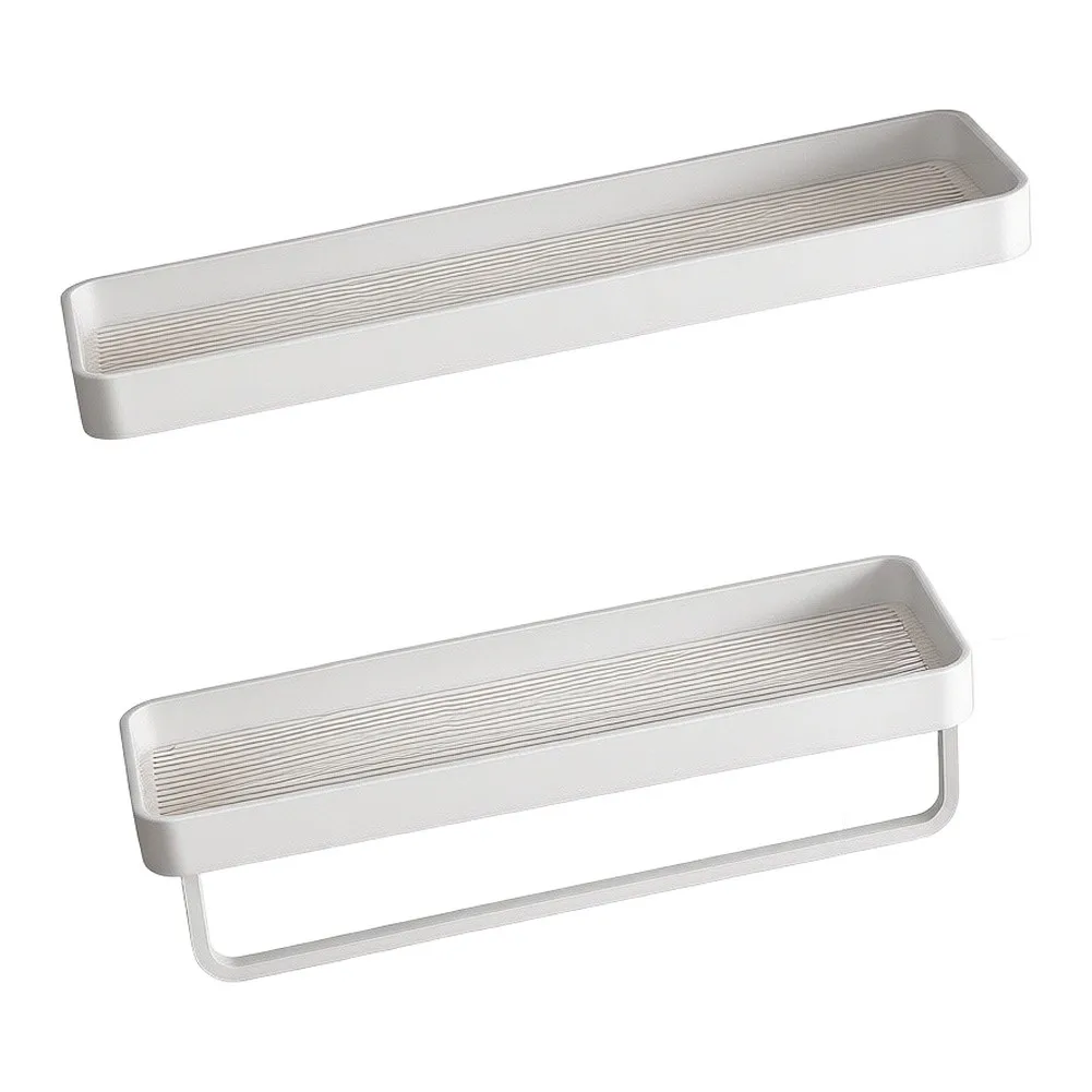Bathroom Storage Rack 2pcs Space Aluminum Double Layer Design No Drilling Required for Towels and Toiletries 40x11x3cm