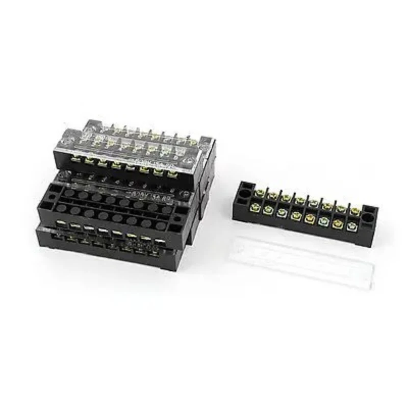600V 15A Dual Row 8P Screw Connector Electric Barrier Terminal Block Strip TB-1508 15A  8 bit 10Pcs
