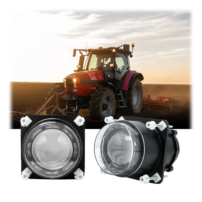 

90mm 3.5 Inch LED Tractor Headlight 9-32V AMP Connector High Low Beam Cool White Round Led Headlight for Offroad