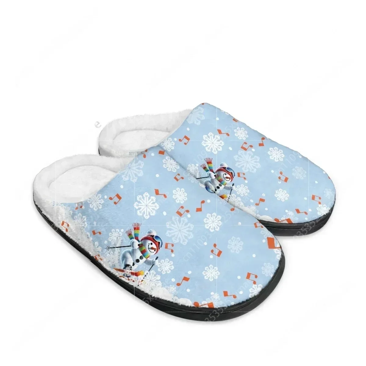 

Merry Christmas Blue Snowman Elk Moose Wapiti Home Cotton Slippers Mens Womens Teenager Plush Bedroom Keep Warm Custom Slipper