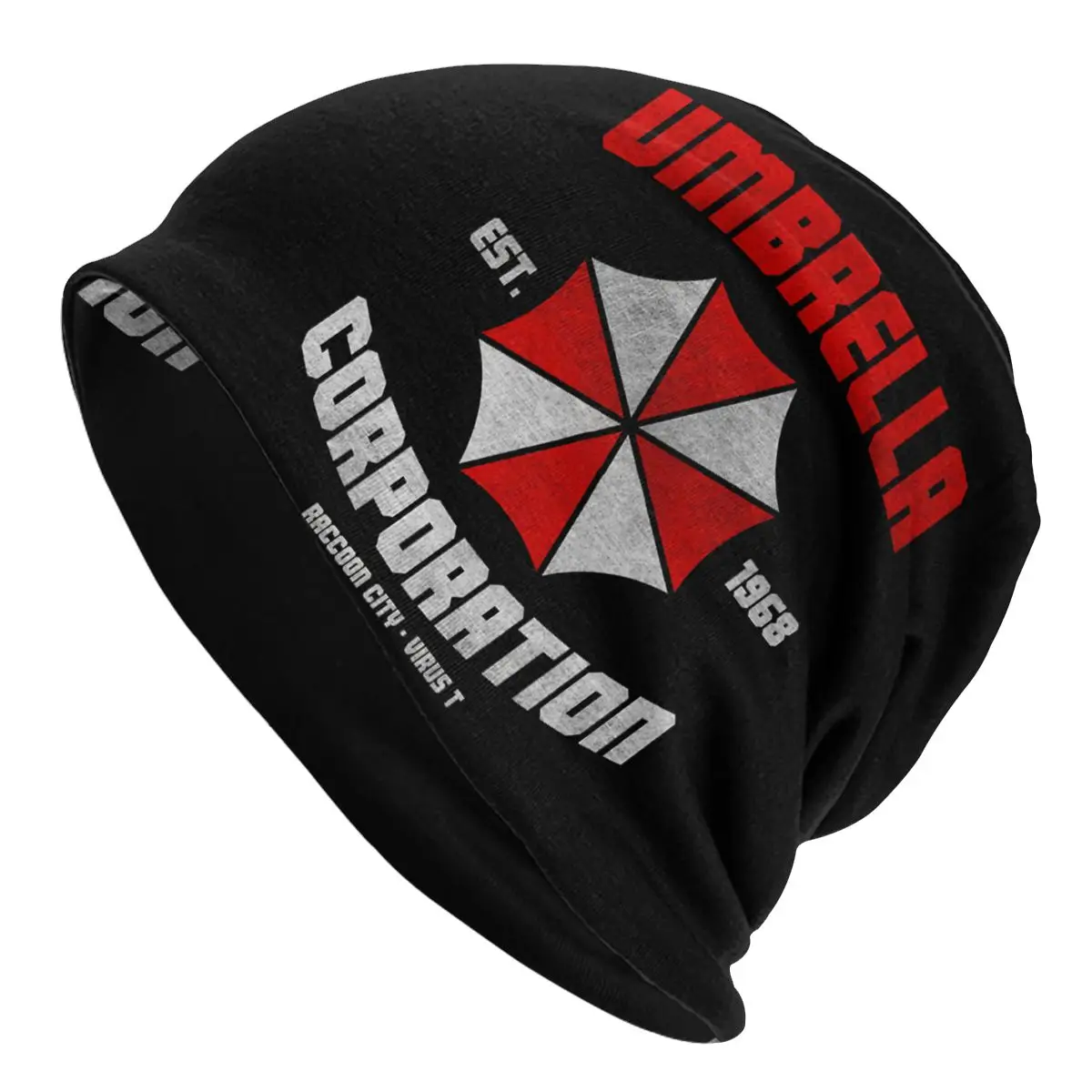 Retro Red Umbrella Corporation Autumn Female Thin Beanies Double Used Casual Bonnet Hats