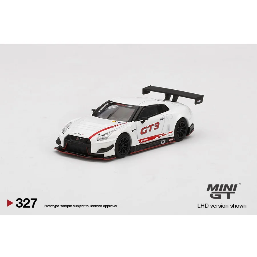 TSM Minigt 1/64 #327 NISSAN GT-R NISMO GT3 prezentacja 2018 edycja nam biała kolekcja aluminiowy Model samochodu prezentowa prezentowa