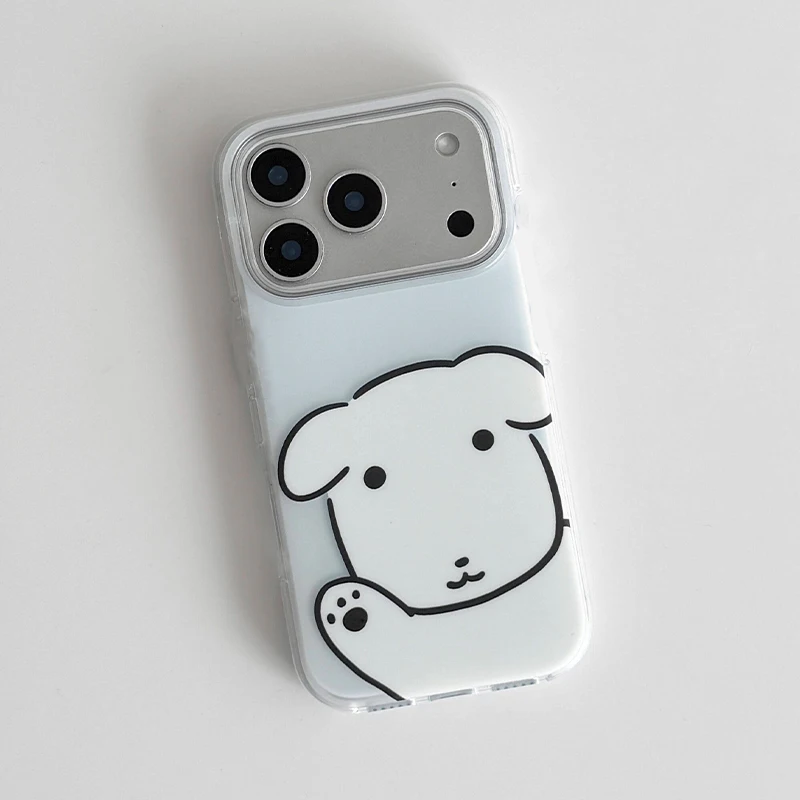 Korean Ins Minimalist Lovely Puppy Phone Case For iPhone 17 Air 16 Pro Max 15 14 Plus 13 12 11 Shockproof Silicone Back Cover - view 2