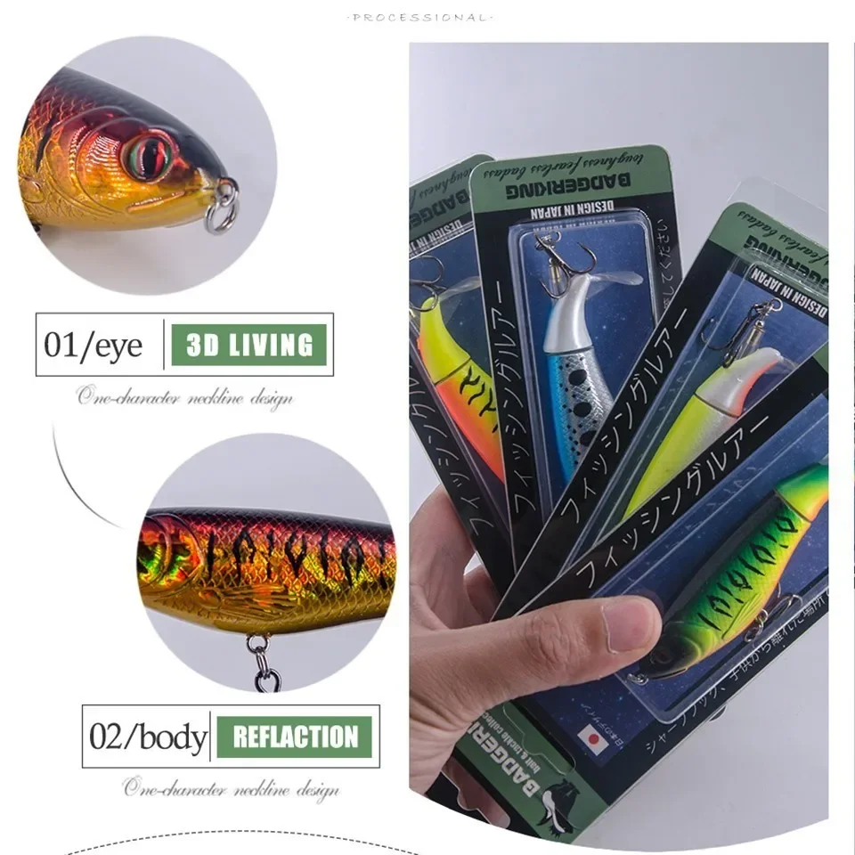 Fishing lure wobblers, artificial bait for bass fishing, water action, 10cm, 17g