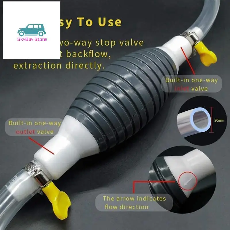 2X multifunctionele vloeistofzuigerpomp, handmatige brandstofoverdrachtpomp benzine sifonslang, draagbare sifonpomp (2 meter)