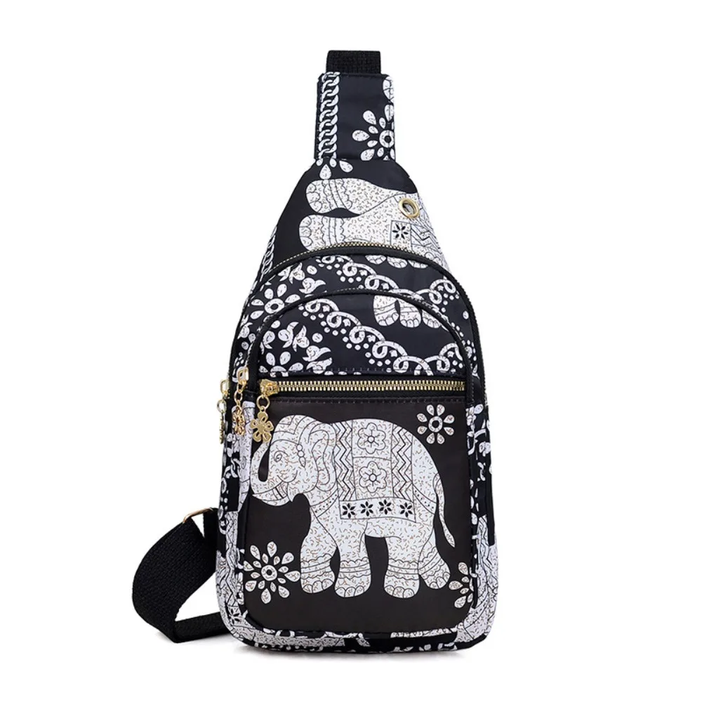 

Portable Elephant Pattern Ethnic Style Chest Bag Korean Style Large Capcity Crossbody Bag Shoulder Bag Sport Fanny Packs Sport