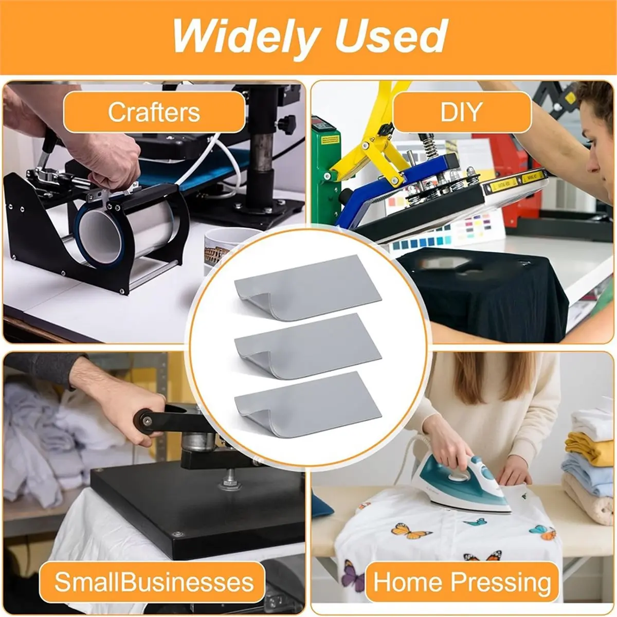3 Pcs Silicone Heat Press Mat Pad, Double Sided Use, 1/8" X 4" X 8", High Temp Resistance for HTV Projects - view 5