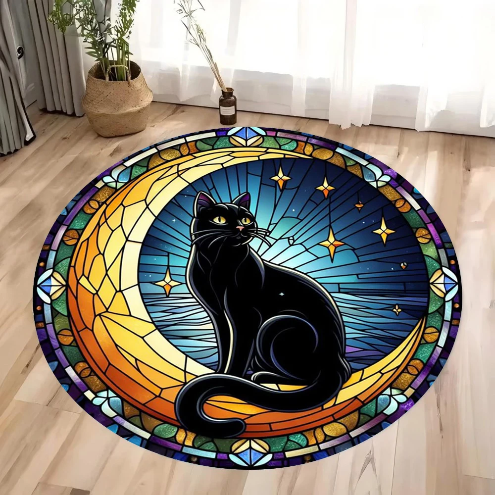 Tarot Cards of The Twelve Constellations Round Floor Mat  Non-Slip Play Rug  Room Bedroom Living Space Decoration