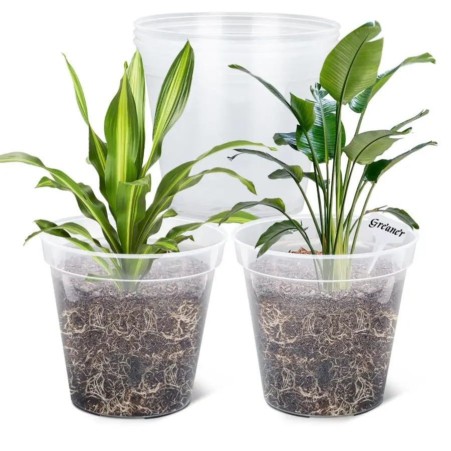 

Прозрачные пластиковые горшки для растений, пластиковые кашпо с дренажными отверстиями, горшки для рассады для использования в помещении и на улице, с 20 этикетками для растений, упаковка 12 штук.