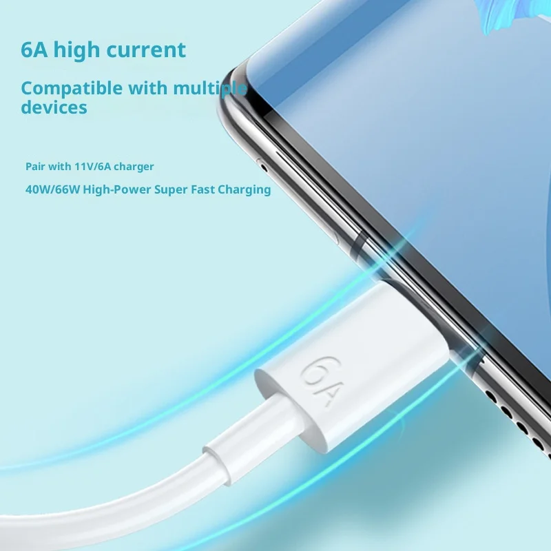 

Original 6A Super Fast Charging Data Cable for Huawei TYPE-C, Xiaomi, Android, VIVO mobile phones and Apple flash charging Wire