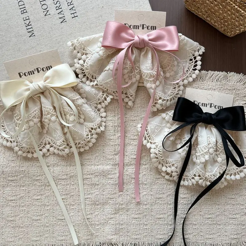 1Pcs Lace Ruffled Satin Bow Hair Clip Feminine Hair Claw Accessory,Chic Daily/Party Hair Decor for Women Girl Hair Accessoires