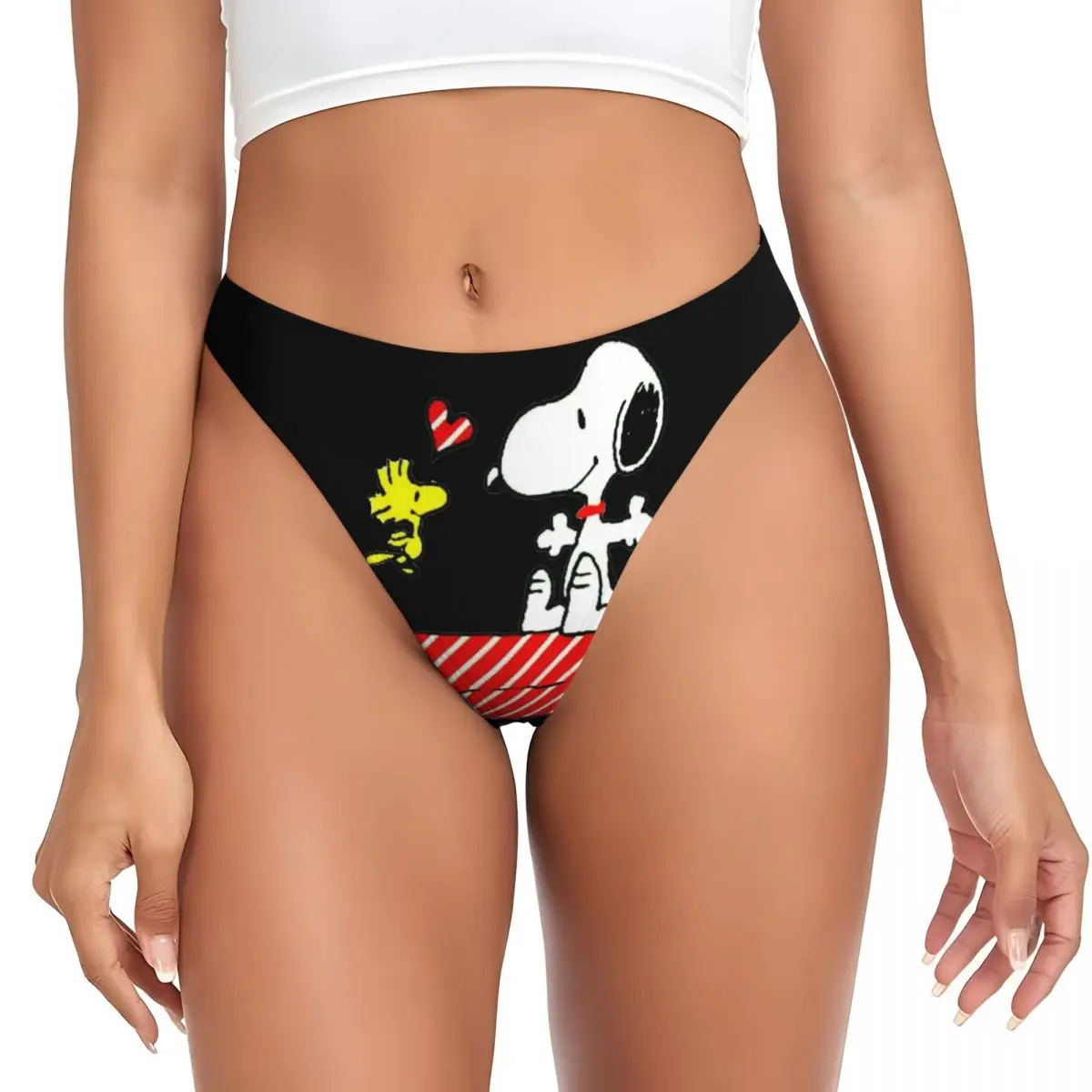 

Custom Women Cartoon Snoopy Red Stripe G-string Thong Female Soft Movie Panties Underwear