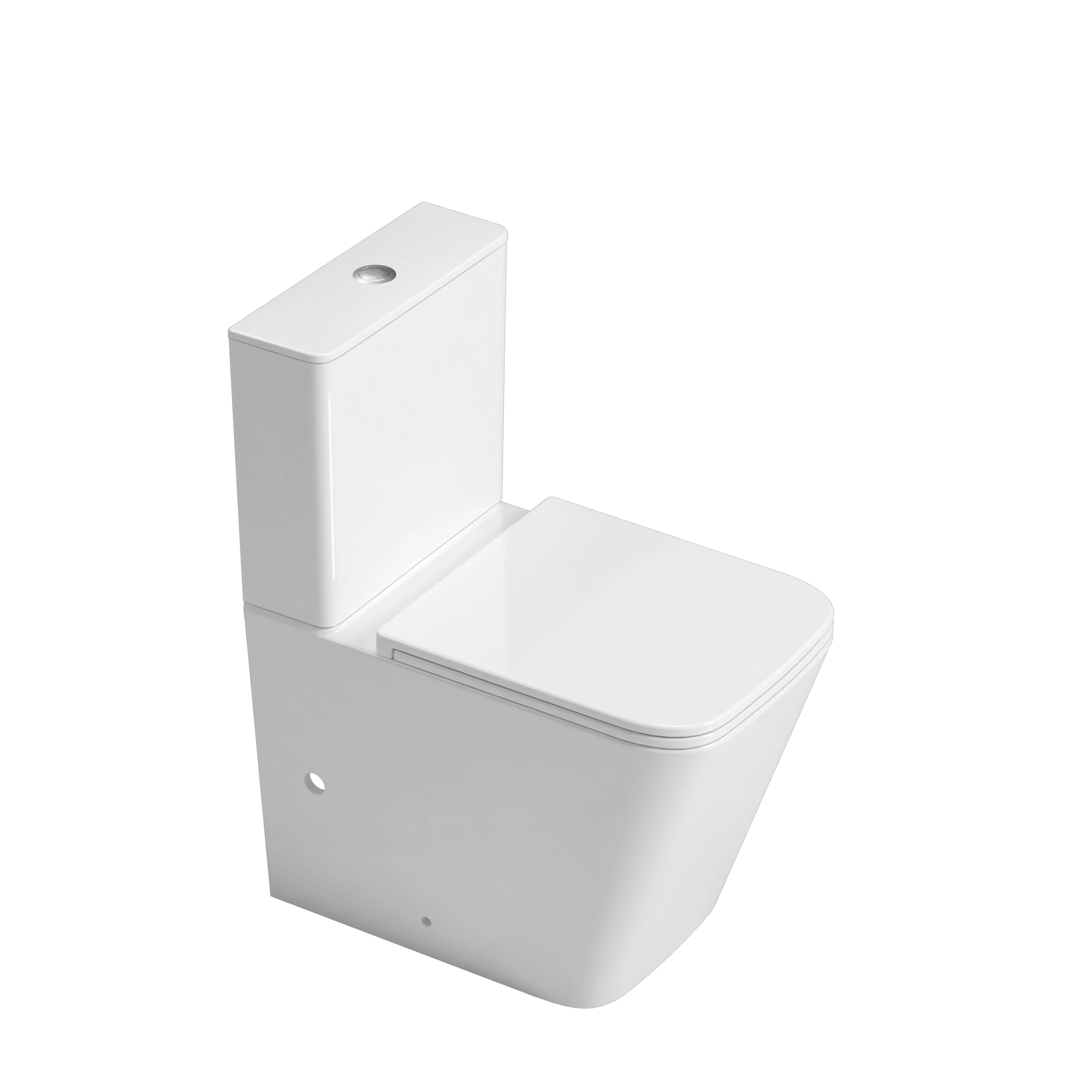 JETMAN Hot Sale Modern Design Rimless Square  Tornado Flushing Two-Piece Ceramic Toilet Commode Floor Mounted
