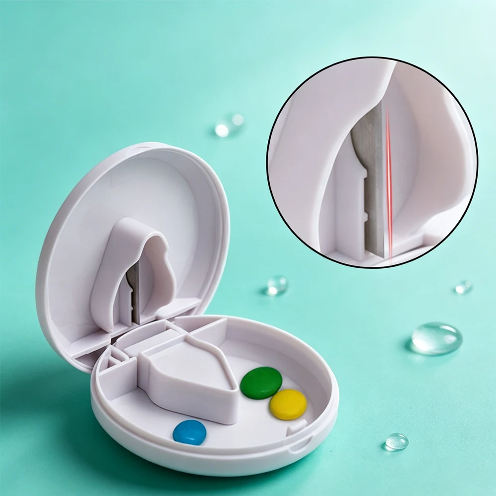 Portable Mini Smal Pill Cutter Splitter Divide Storage Case Medicine Cut Compartment Box Holder Pill Splitters