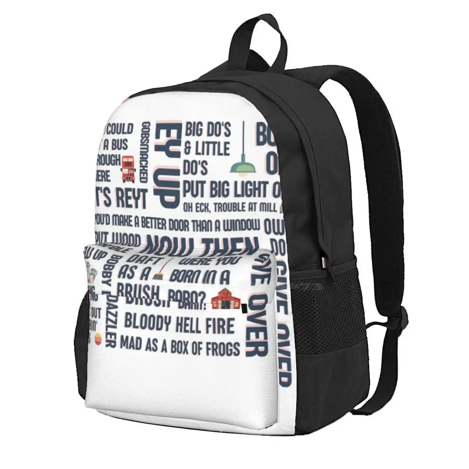 Lancashire Phrases - Northern Humour - British Sayings - Lanky Slang Hot Sale Schoolbag Backpack Fashion Bags Lancashire Phrase