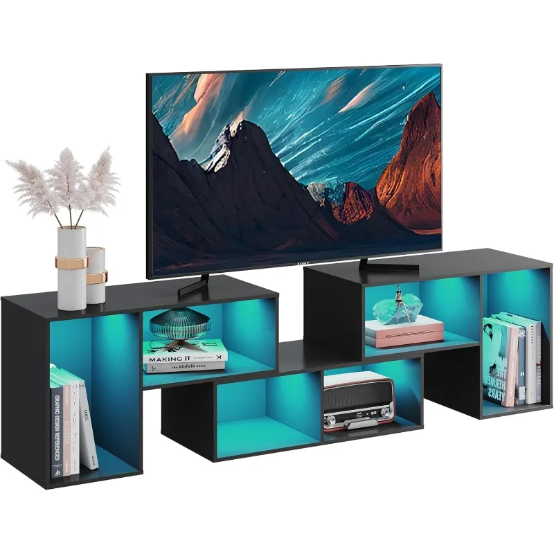 

Подставка, деформируемая подставка для телевизора со светодиодной лентой, современный развлекательный центр, игровой медиа-консольный шкаф из трех частей для Livin