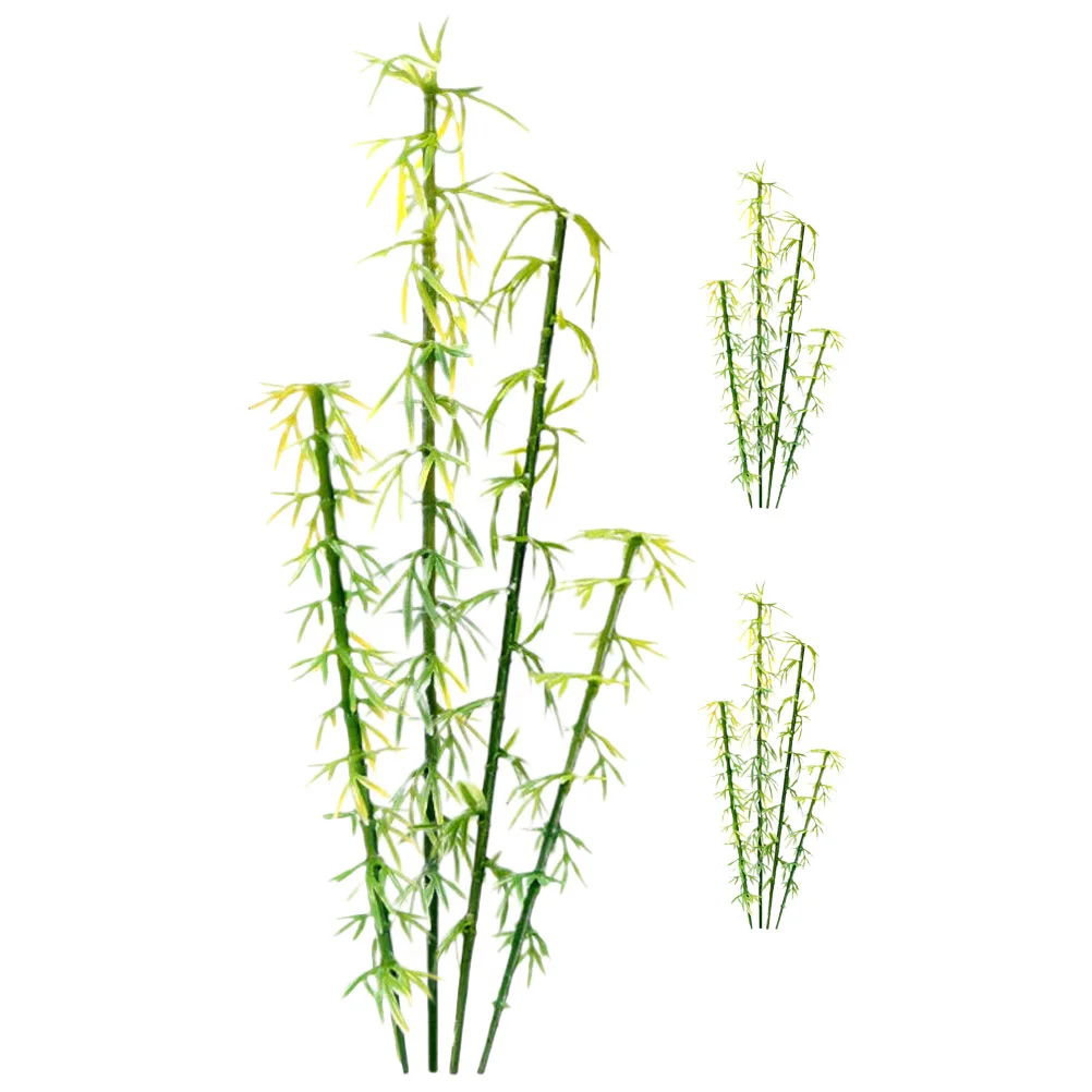 12 Pcs Artificial Bamboo Models Fake Trees Indoor 8cm Green Scenery Abs Building Plastic