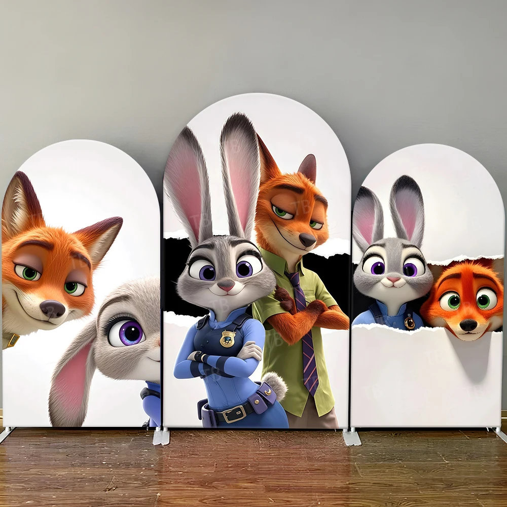 

Zootopia Arch Backdrop Cover Nick Judy Disney Theme Party Decor Photo Background for Baby Shower Kids Birthday Event Supplies