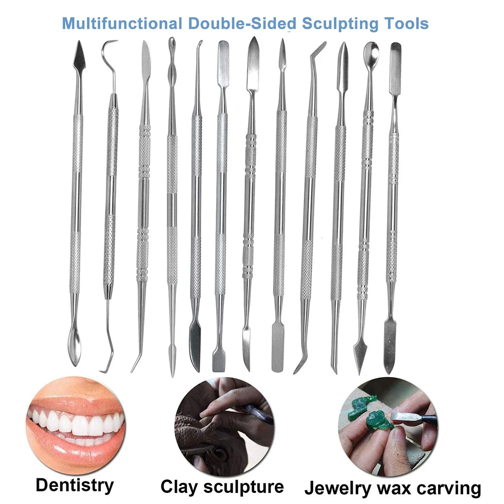 12 Pieces/Set of Wax Carving Tools Jewelry Making Tools Wax Carving Knife Dental Tools