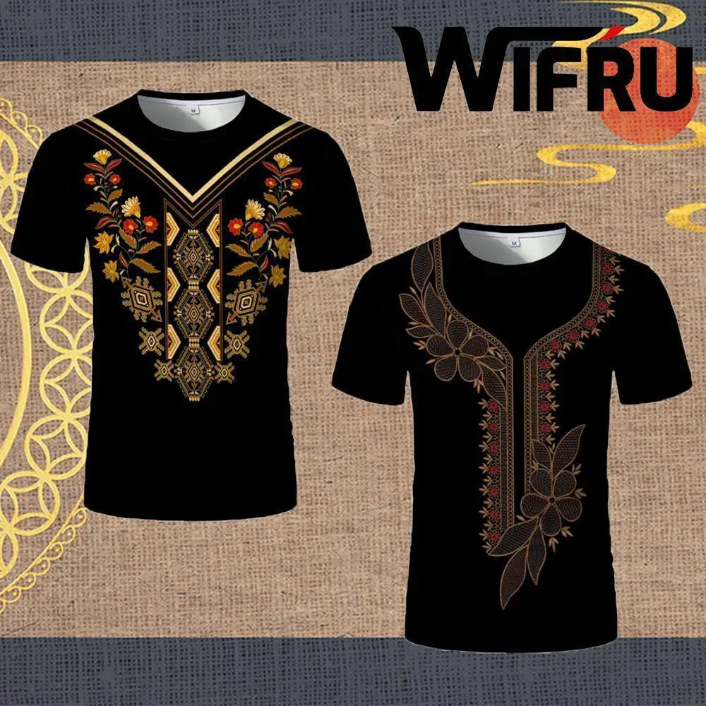 

Retro Ethnic Style Traditional Clothing T-shirt Simple Retro Pattern Short Sleeve Daily Casual Fashion Round Neck Short Sleeve