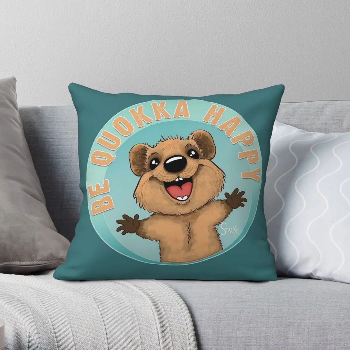 Be Quokka Happy Pillowcase Polyester Linen Velvet Pattern Zip Decor Pillow Case Car Cushion Cover 18