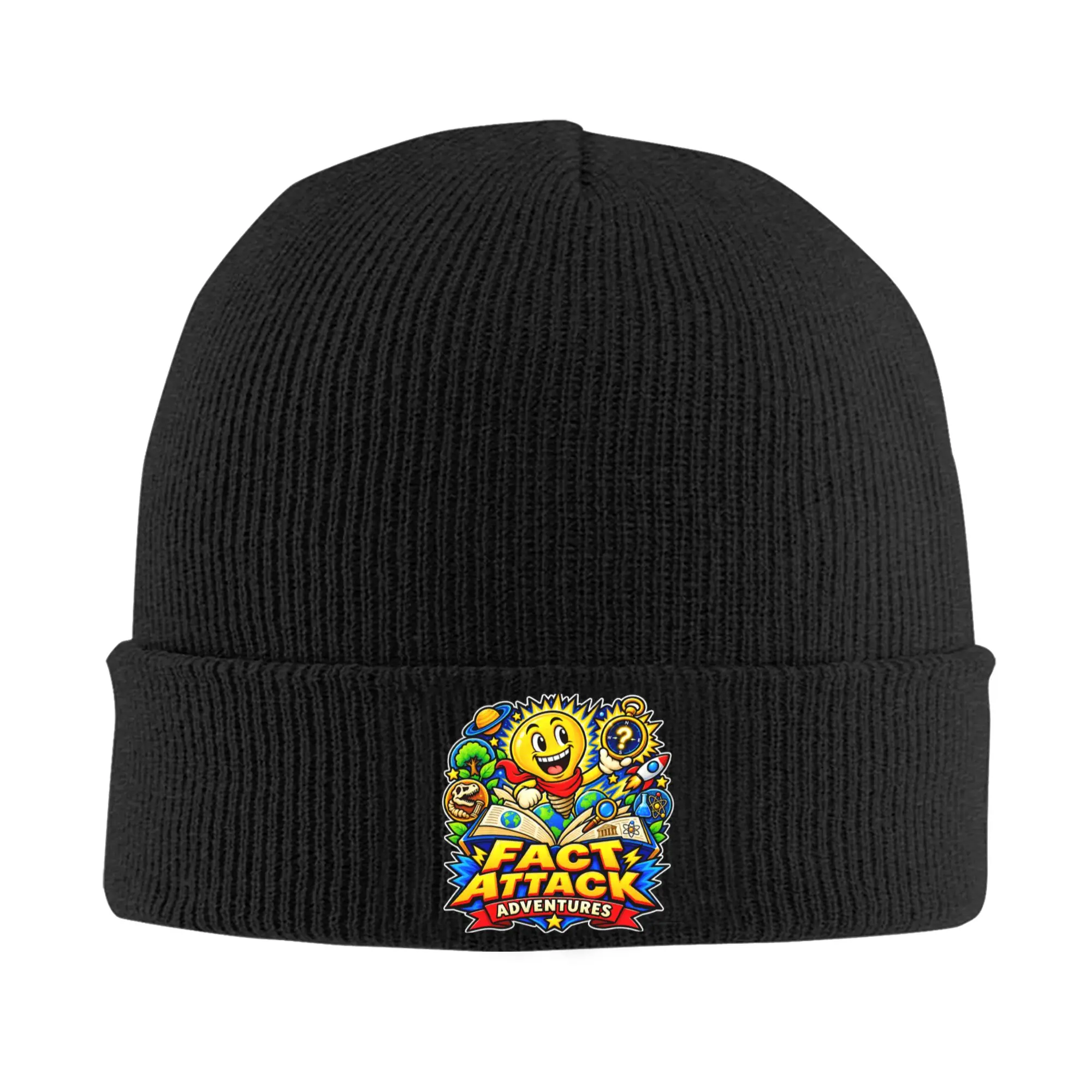 Funny Fact Attack Adventures Light Bulb Beanie Hats  Skullies Beanies Unisex Adult Street Warm Caps Autumn Winter Bonnet Hats