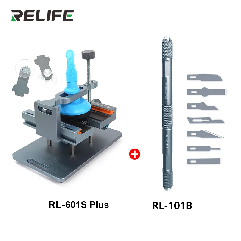 RELIFE RL-601S Plus Entfernung des hinteren Glases, LCD-Bildschirm unregelmäßig 2-in-1-Handy-Reparatur-Entfernungswerkzeug, 360 ° Feste drehbare Klemme