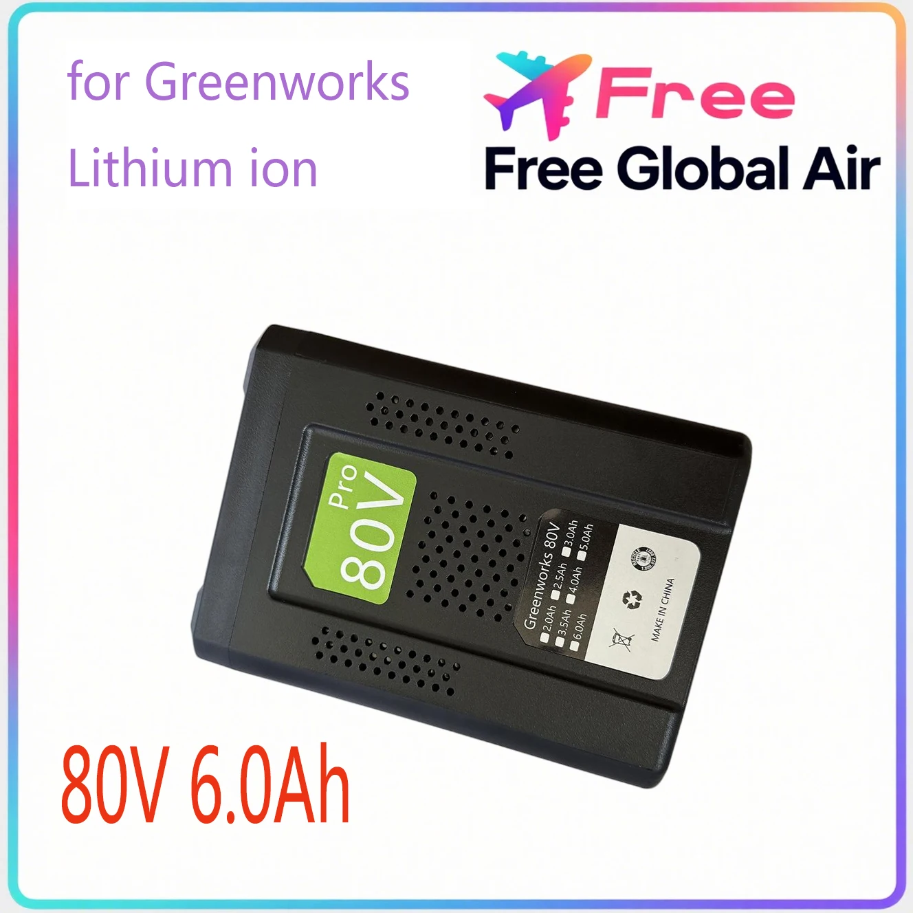 

80V Replacement Rechargeable Battery for Greenworks 3.5Ah Lithium Battery for GBA80200 GBA80250 GBA80400 GBA80250 GBA80500