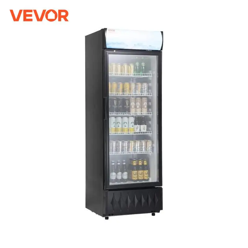 VEVOR Réfrigerateur à Boissons Commercial 345 L Frigo Vitrine Température 0-10 ℃ Armoire à Boisson