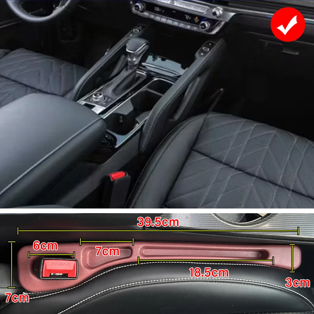 2PCS For KIA Telluride Accessories Car Seat Gap Filler Strips Body Kit Black Emblem Phone Storage Modification Parts 2020-2025