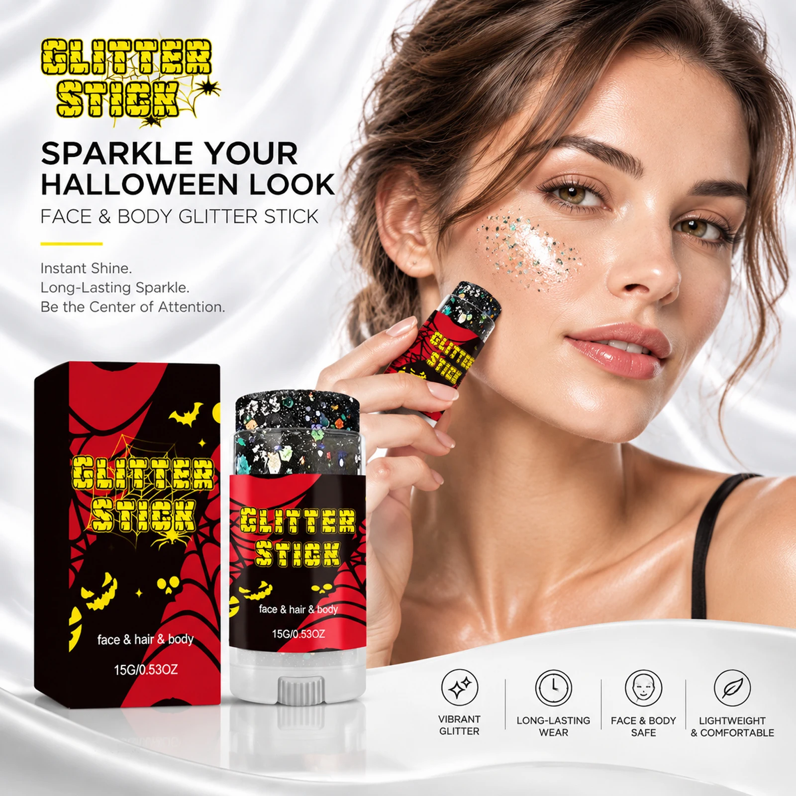 Halloween Body Facial Glitter Stick Sparkling Sequin Glitter Gel Stick Cosmetic Glitter Festival Makeup For Halloween Christmas