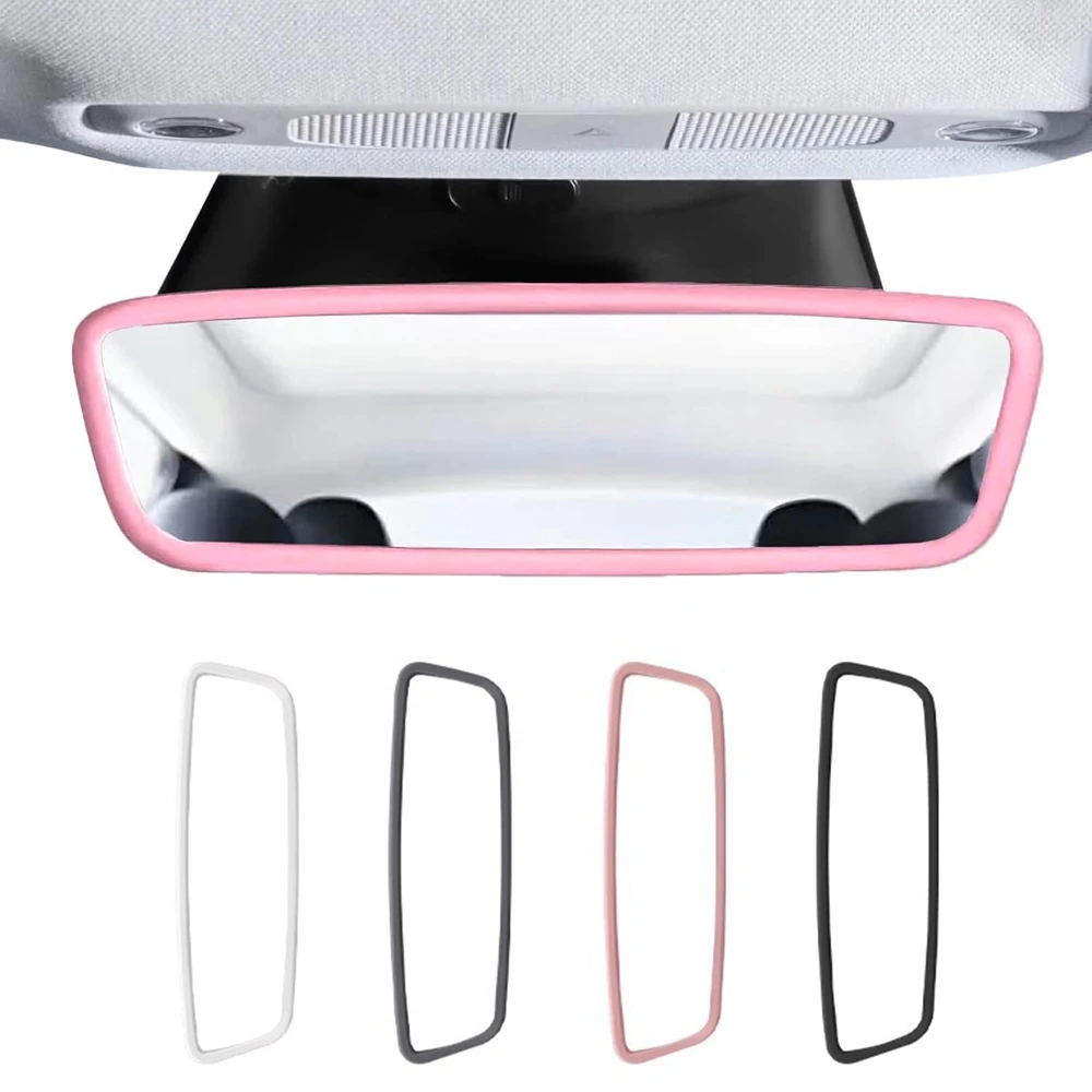 Silicone Rear View Mirror Protector Frame for Tesla Model 3 Y S X Center Console Accessories Interior Rearview Cover Rubber Case