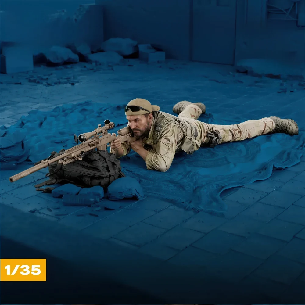 1/35 Sniper, American soldier, Resin Model figure soldier, Military theme, GK, Unassembled and unpainted kit