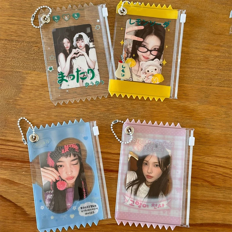 Kpop Idol Card Protective Sleeve Kawaii Candy Bag Photocard Holder Transparent Card Cover With Keychain School Stationery