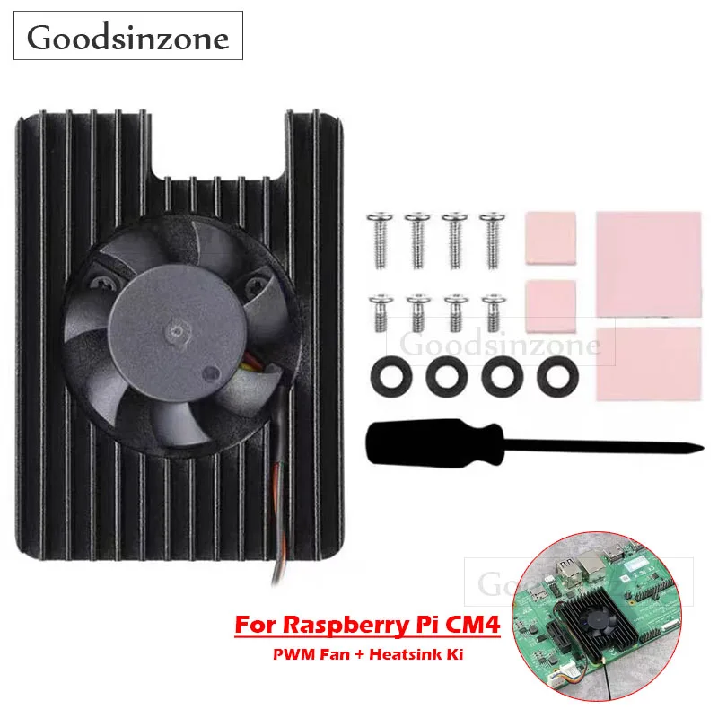 All-in-One Cooling Fan with Heatsink for Raspberry Pi Compute Module 4 CM4 – PWM Speed Control Cooling, Low-Profile Design