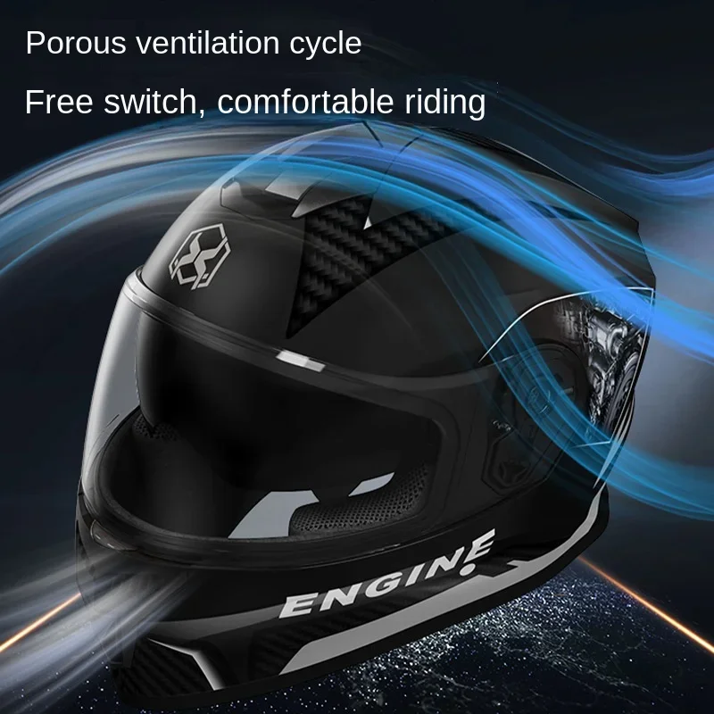 Electric motorcycle high-definition dual lens helmet for men and women, anti fog, Korean riding motorcycle full coverage helmet