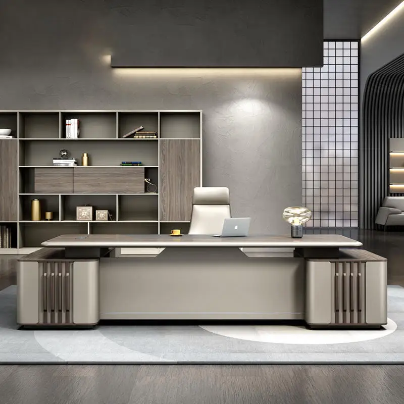 Light luxury boss desk, office desk and chair combination, simple modern manager desk, office atmosphere, creative president