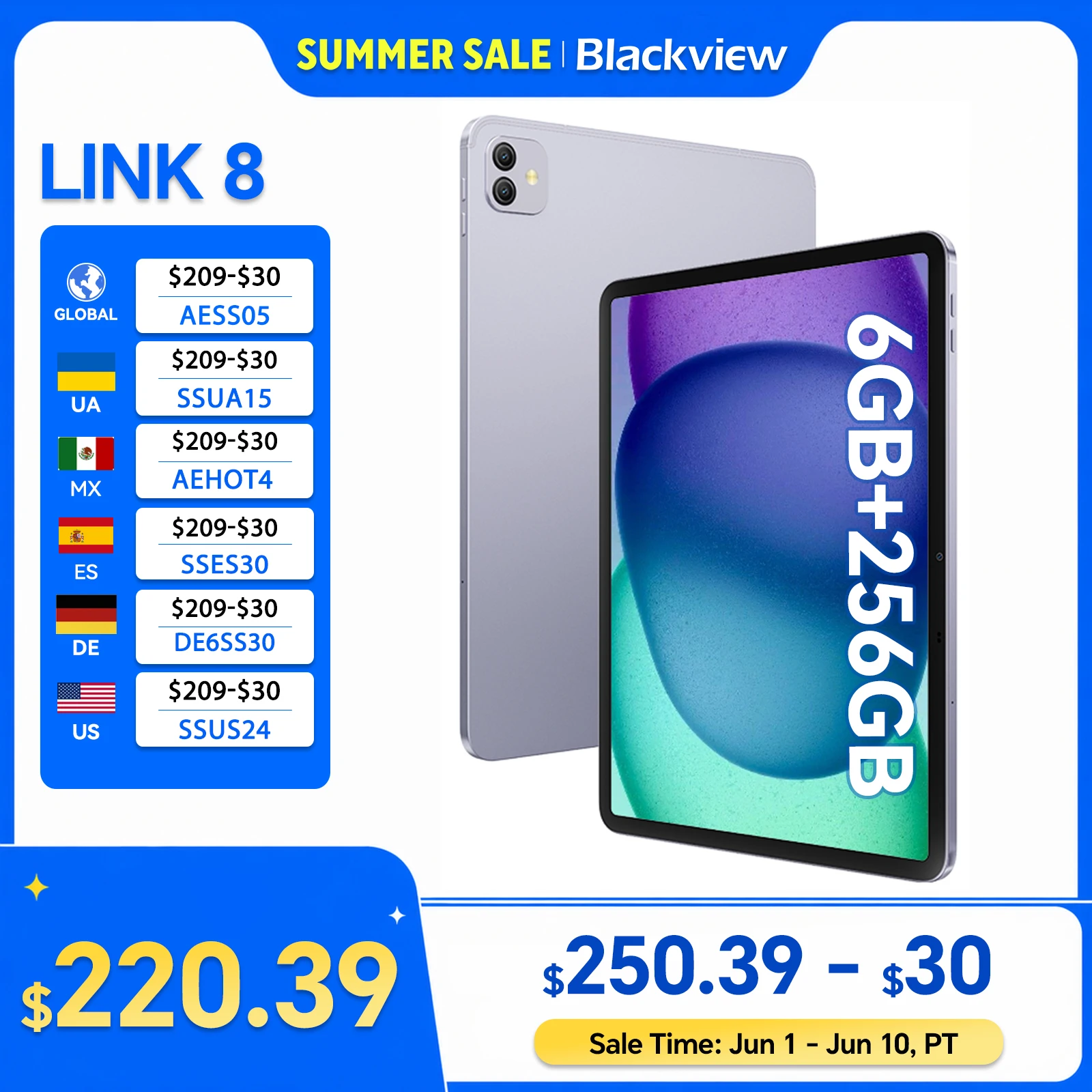 Blackview LINK 8 Tablet 12.7" 2K Display Octa-Core MT8781, 8400mAh Battery, 18W Fast Charging 16MP Camera Android Tablet