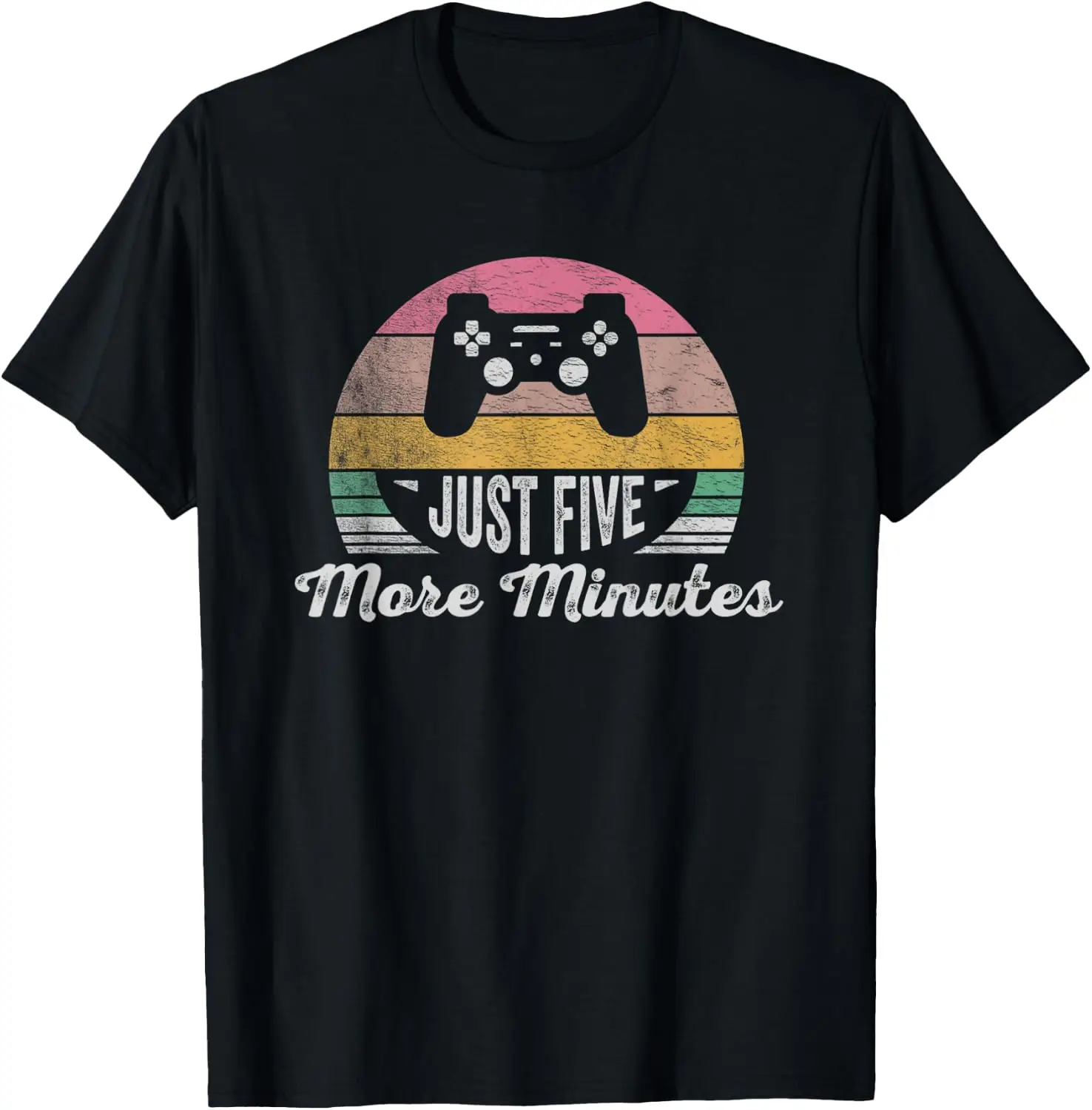 Retro Vintage Gamer Statement Just Five More Minutes T-Shirt 100% Cotton Trendy Y2K Short-Sleeve Tee-Soft, Quick-Drying,