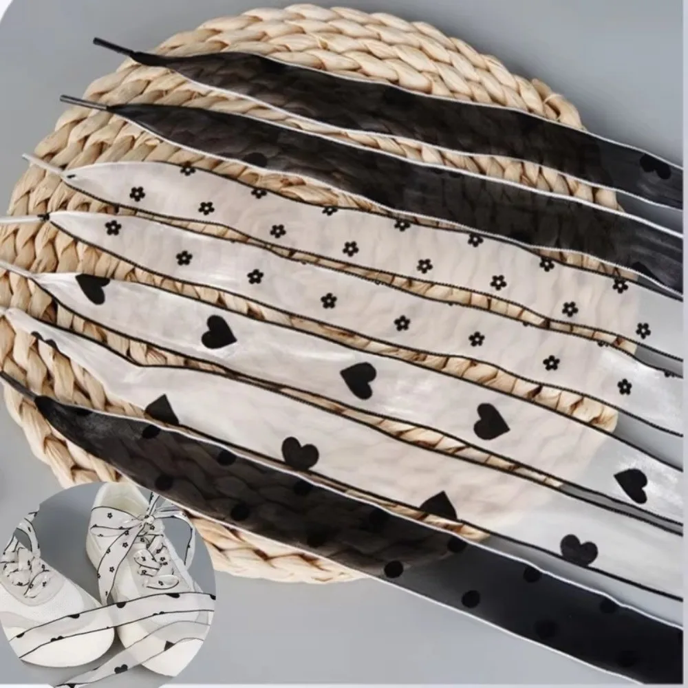 High Quality Braided Sneaker Shoestrings Flat Shape Flower Flat Shoe Laces Heart Replace Shoe Rope Shoes Accessories