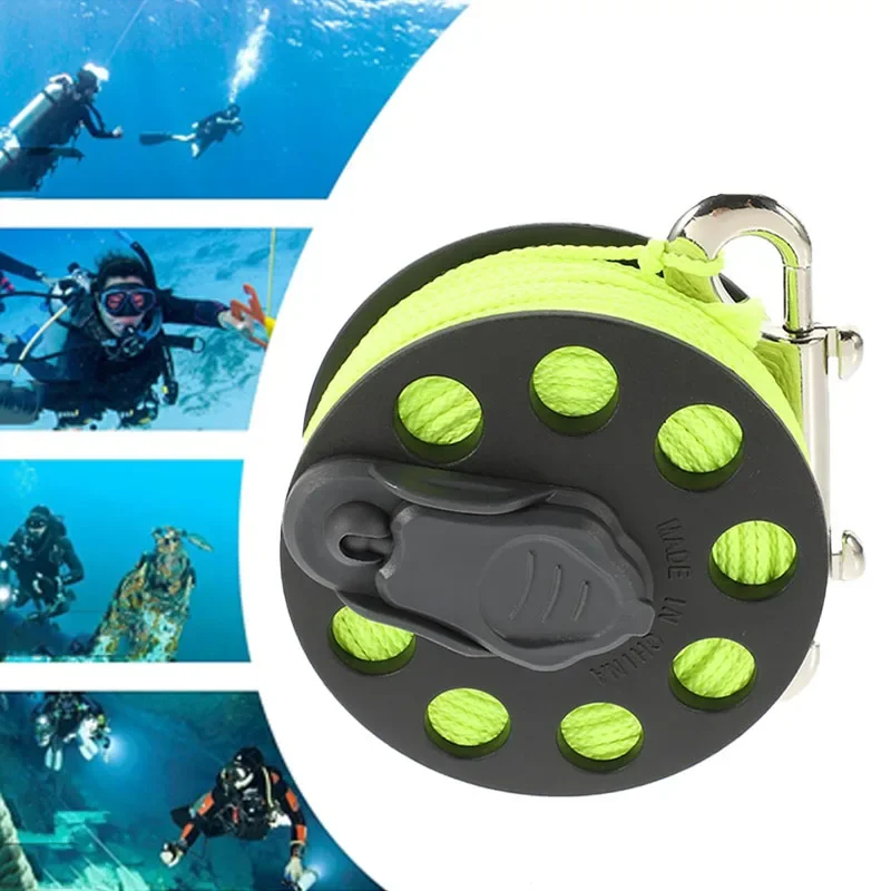 30m Diving Reel Buoy with Double Head Hook Cranked Diving Buoy for Water Diving Underwater Accessories Scuba Tools Reel Supplie