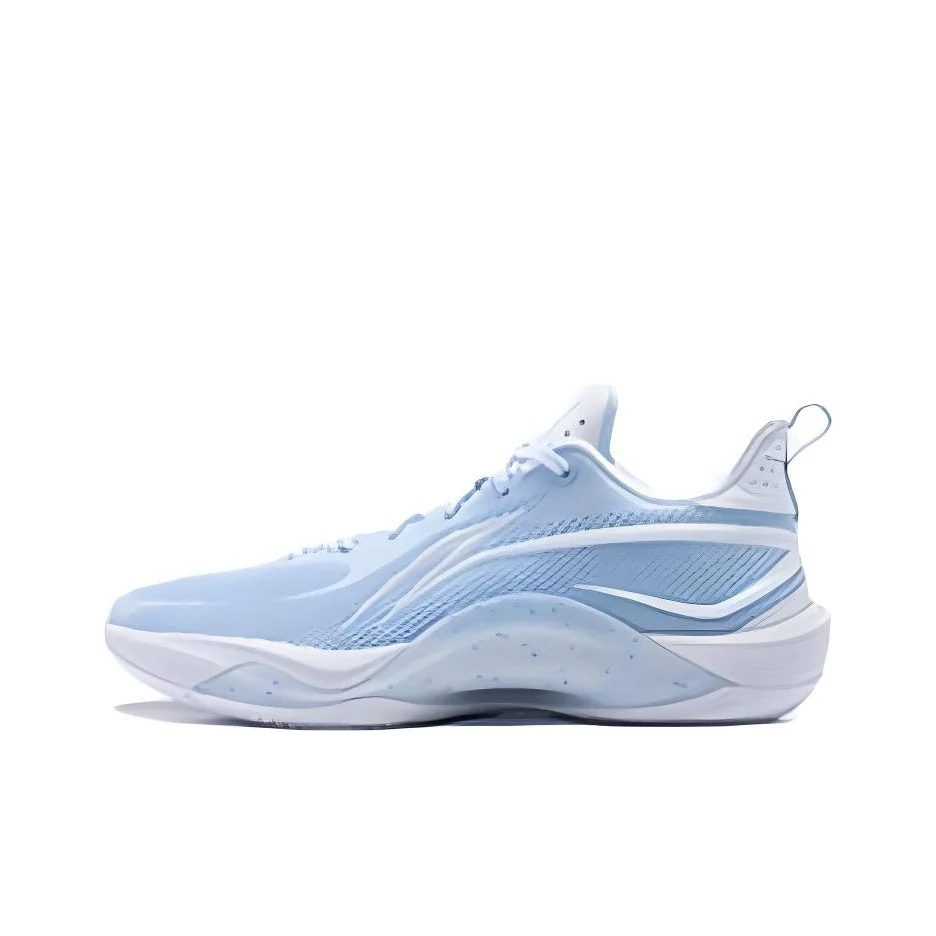 Li Ning Comfortable Slip Resistant Abrasion Resistant Low top Basketball Shoes Men's White Blue ABPU001-3