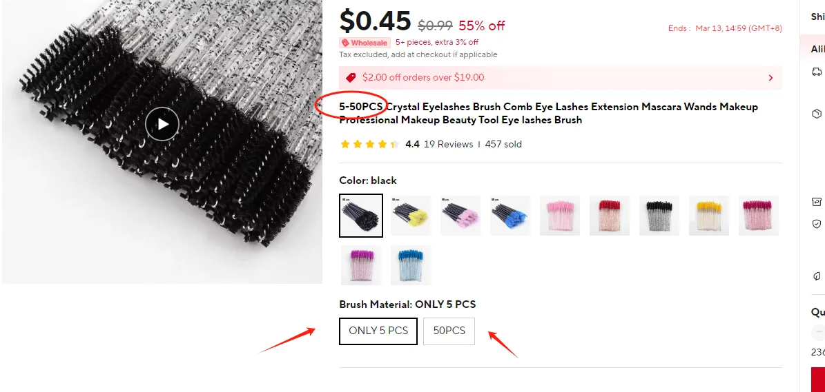 5-50PCS Crystal Eyelashes Brush Comb Eye Lashes Extension Mascara Wands Makeup Professional Makeup Beauty Tool Eye Lashes Brush