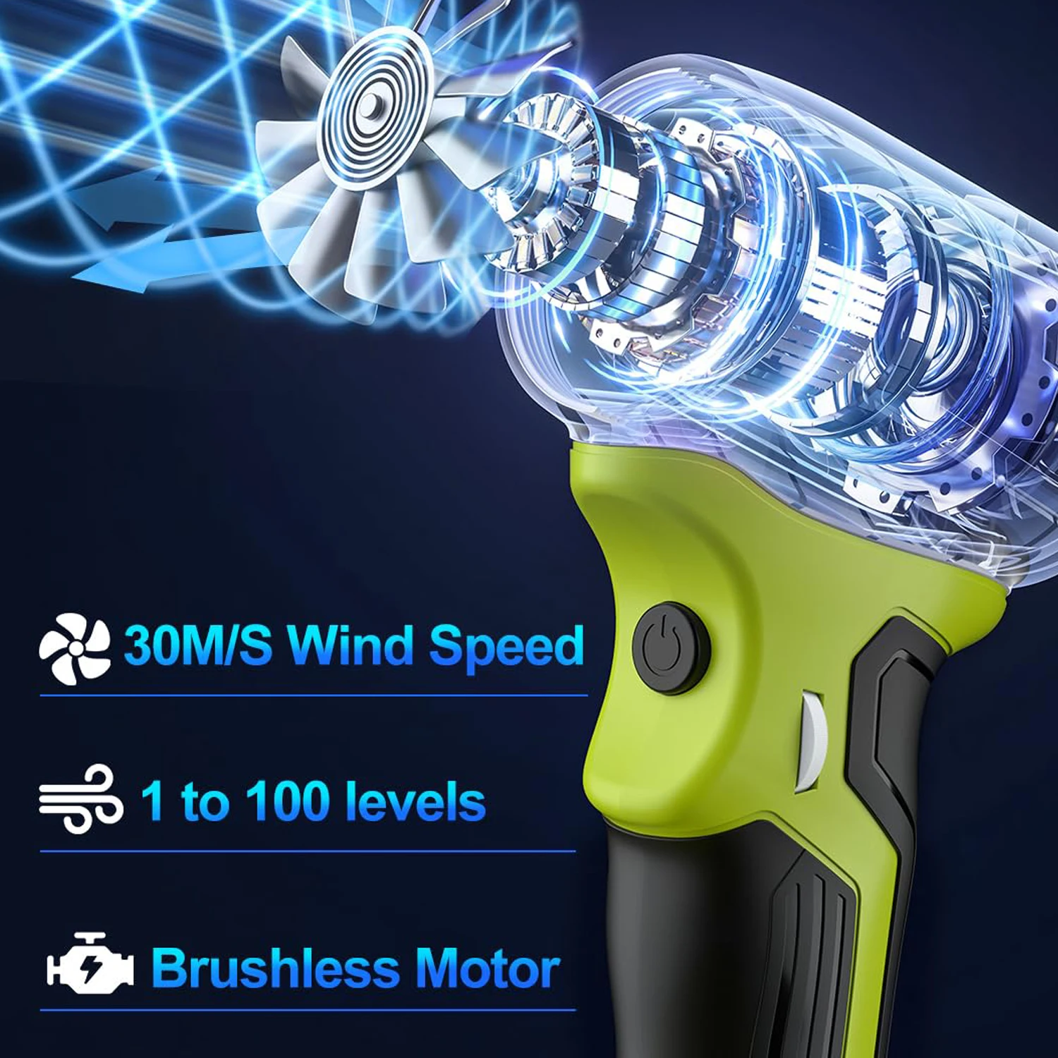 Power Tool Accessories for Ryobi 18V Battery Brushless Turbo Blower Violent Air Gun Handheld Fan Snow Leaf Blower Cleaning Tools