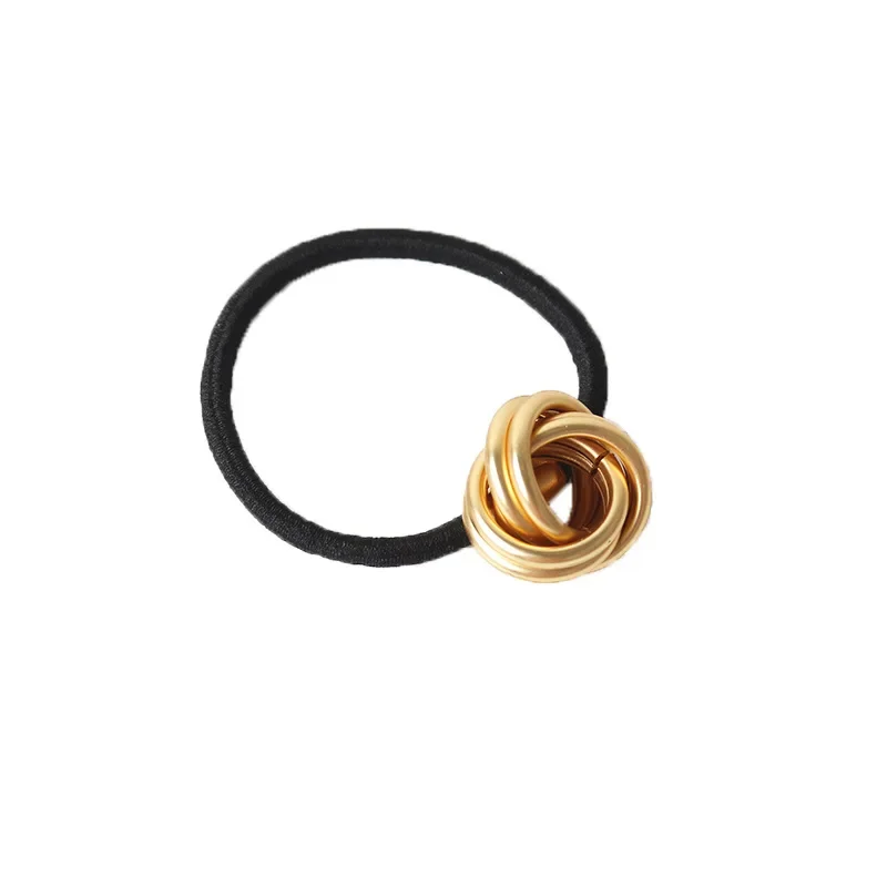 Metal Round Hair Ties Ponytail Rope Gold Color Hair Rope Elastic Hair Band for Women Fashion Jewelry Headwear Korean Accessories